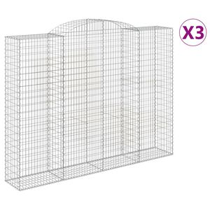 vidaXL Cestas de gaviones 3 uds forma de arco hierro 300x50x220/240 cm