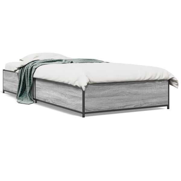 vidaXL Estructura cama madera ingenier&iacute;a metal gris Sonoma 90x190 cm