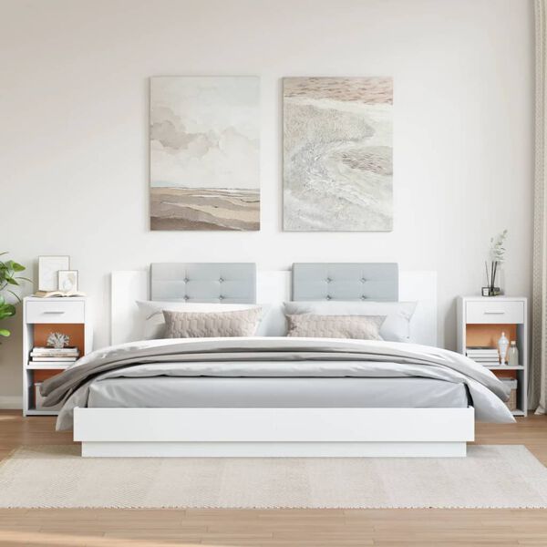 vidaXL Mesitas de noche 2 uds madera de ingenier&iacute;a blanco 35x34x65 cm