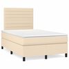 vidaXL Cama box spring con colch&oacute;n y luces LED tela crema 120x190 cm