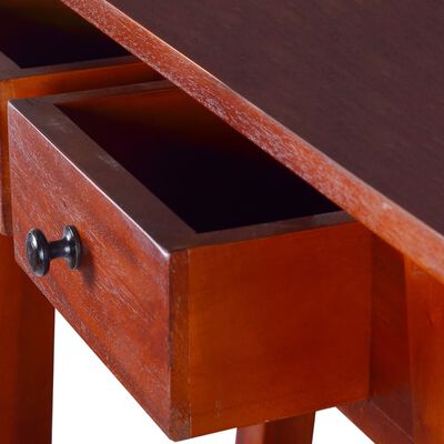 vidaXL Mesa consola clásica de madera maciza caoba marrón 90x30x75cm