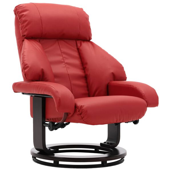vidaXL Sill&oacute;n reclinable para TV con reposapi&eacute;s cuero sint&eacute;tico rojo