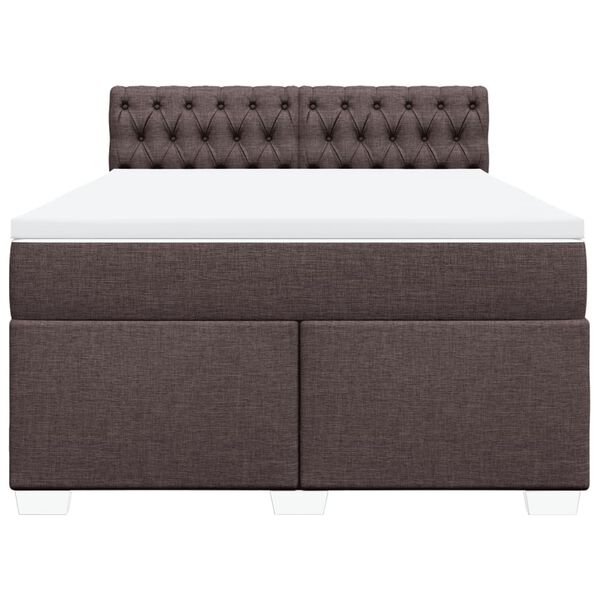 vidaXL Cama box spring con colch&oacute;n tela marr&oacute;n oscuro 160x200 cm