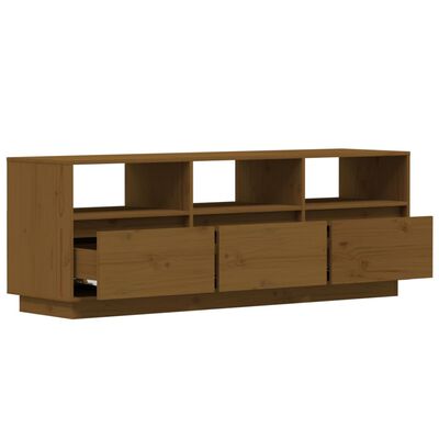 vidaXL Mueble de TV madera maciza de pino marrón miel 140x37x50 cm