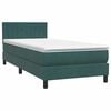 vidaXL Cama box spring con colch&oacute;n y LED terciopelo verde oscuro 90x210 cm