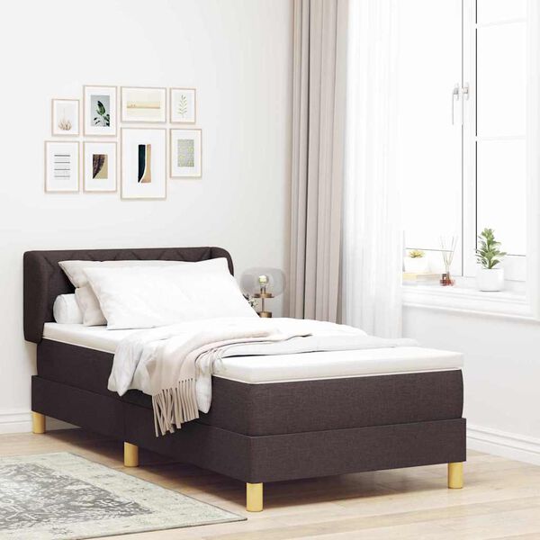 vidaXL Cama tipo Box Spring Marr&oacute;n Oscuro 100 x 200 cm tela