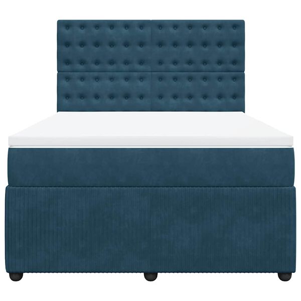 vidaXL Cama box spring con colch&oacute;n terciopelo azul oscuro 140x200 cm