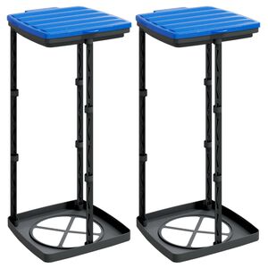 vidaXL Soportes para bolsas de basura 2 uds PP negro y azul 60 L