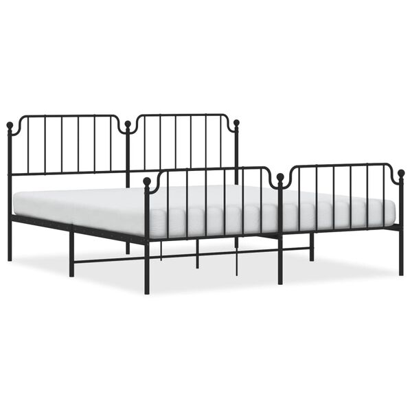 vidaXL Estructura cama sin colchón con estribo metal negro 180x200 cm