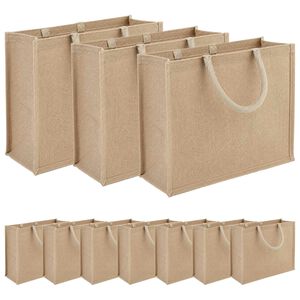 vidaXL Bolsas de yute 10 pcs Natural 42 x 33 x 19 cm 100% Yute Tossa