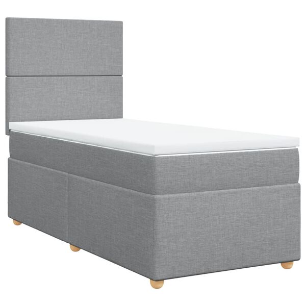 vidaXL Cama box spring con colch&oacute;n tela gris claro 90x190 cm