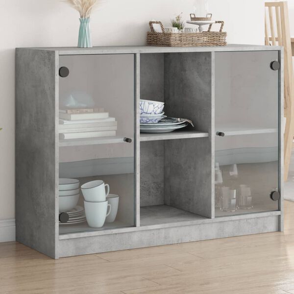 vidaXL Aparador madera de ingeniería gris hormigón 102x37x75,5 cm
