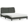vidaXL Cama con colchón Hvar tela gris oscuro 140x190 cm