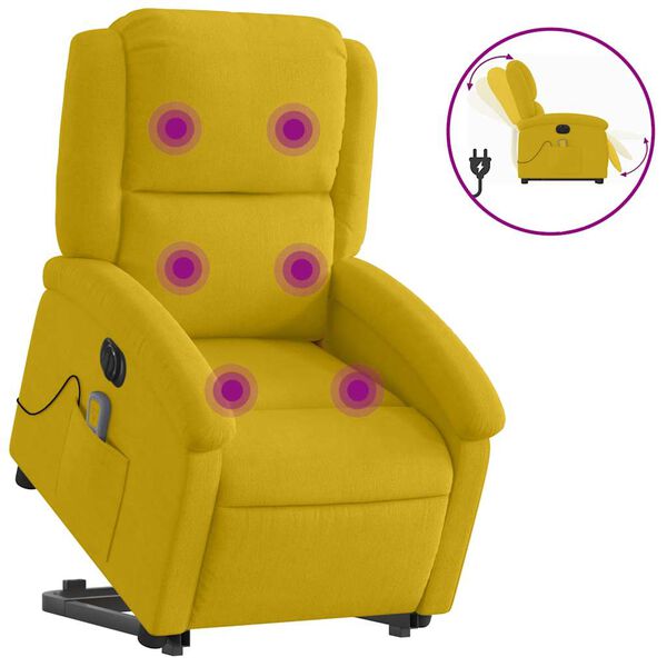 vidaXL Sill&oacute;n reclinable masaje el&eacute;ctrico elevable terciopelo amarillo