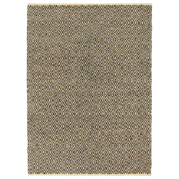 vidaXL Alfombra tejida a mano Chindi cuero algod&oacute;n negro 120x170 cm