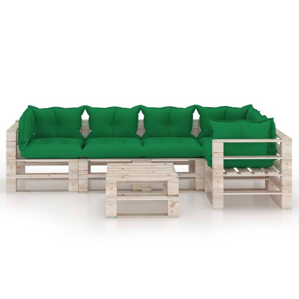 vidaXL Muebles de jard&iacute;n de palets 6 pzas y cojines madera de pino