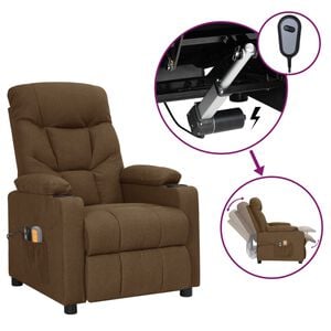vidaXL Sill&oacute;n de masaje el&eacute;ctrico tela marr&oacute;n