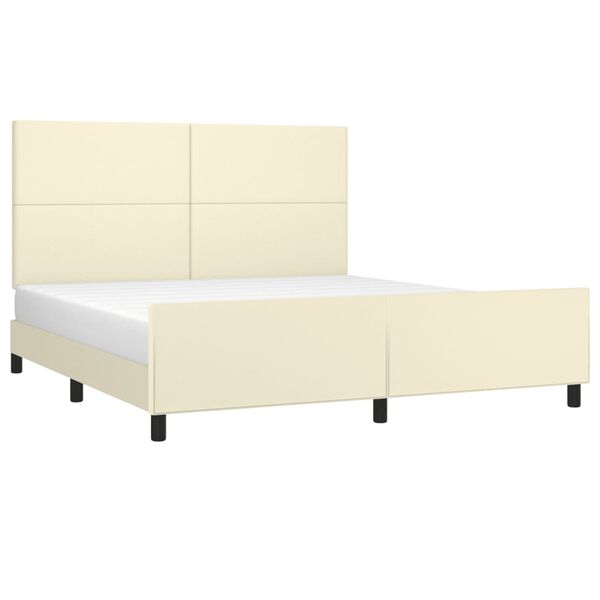 vidaXL Estructura de cama con cabecero cuero sint&eacute;tico crema 180x200cm