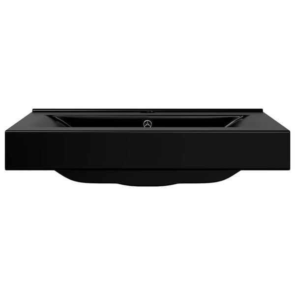 vidaXL Lavabo rectangular cer&aacute;mica orificio de grifo negro 60x46 cm
