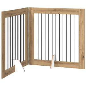 vidaXL Puerta para perros plegable con soportes 2 uds. Roble artisan