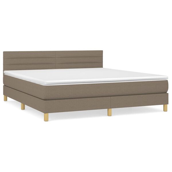 vidaXL Cama box spring con colch&oacute;n tela gris taupe 160x200 cm