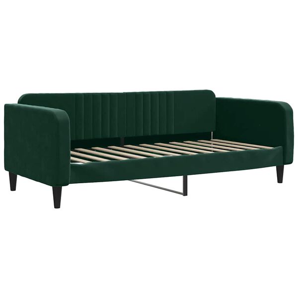 vidaXL Sof&aacute; cama sin colch&oacute;n terciopelo verde oscuro 90x200cm