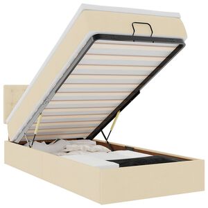 vidaXL Estructura de cama otomana con colch&oacute;n tela crema 90x190cm