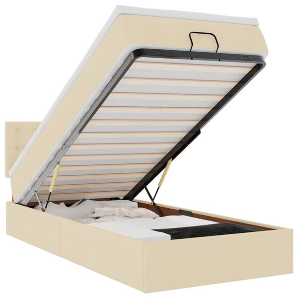 vidaXL Estructura de cama otomana con colchón tela crema 90x190cm