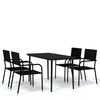 vidaXL Juego de comedor de jard&iacute;n 5 piezas negro