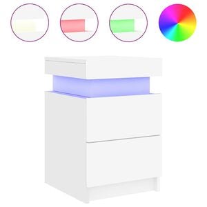 vidaXL Mesita de noche con luces LED blanco 35x39x55 cm