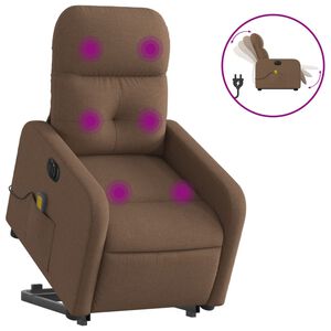 vidaXL Sill&oacute;n de masaje el&eacute;ctrico reclinable elevable tela marr&oacute;n