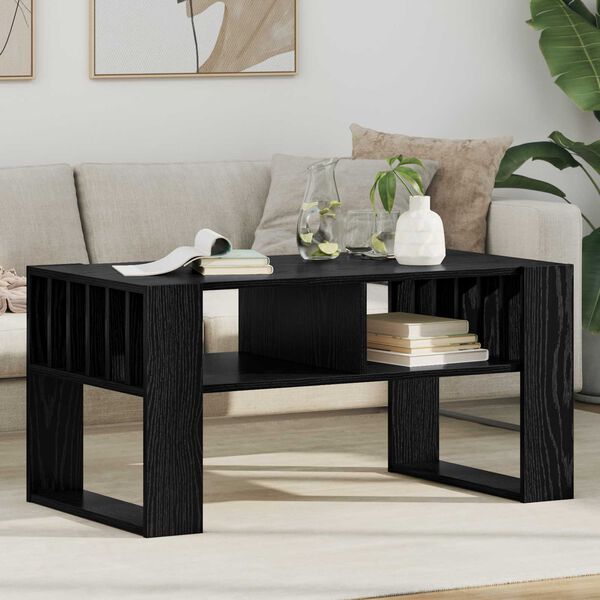 vidaXL Mesa de Caf&eacute; Roble Negro 92 x 49,5 x 45 cm Madera de ingenier&iacute;a