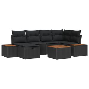 vidaXL Conjunto de sof&aacute; de jard&iacute;n 7 pcs Negro 55 x 62 x 69 cm