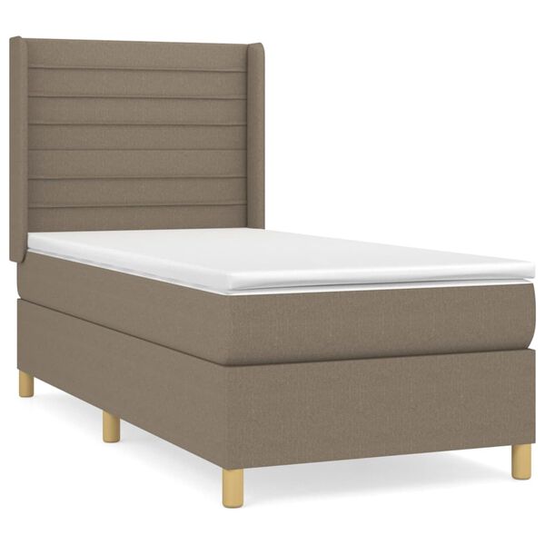 vidaXL Cama box spring con colch&oacute;n tela gris taupe 100x200 cm