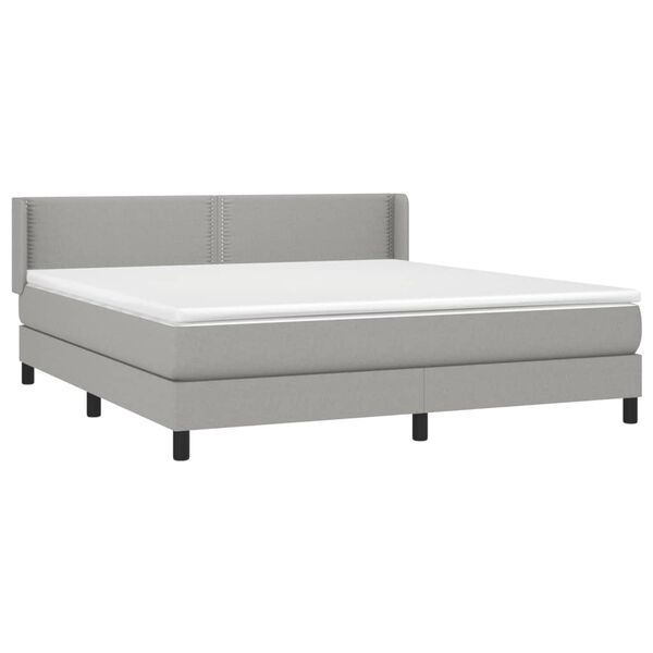 vidaXL Cama box spring con colch&oacute;n tela gris claro 180x200 cm