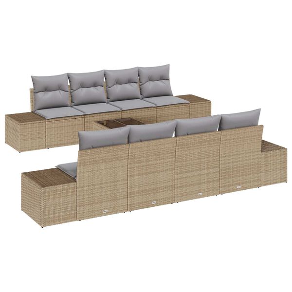 vidaXL Conjunto de sof&aacute; de jard&iacute;n con coj&iacute;n 7 pcs Beige y Gris Claro