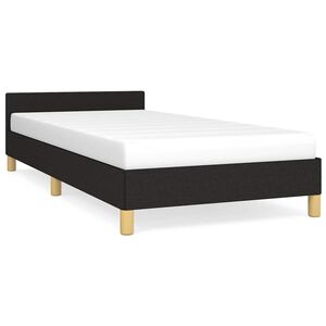 vidaXL Estructura de cama con cabecero sin colch&oacute;n tela negro 90x190cm