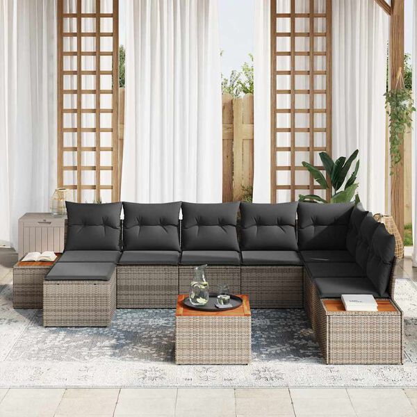 vidaXL Conjunto de sofá de jardín 9 pcs Gris 319 x 209 x 85 cm