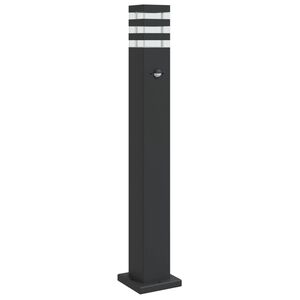 vidaXL L&aacute;mpara de suelo de exterior con sensor aluminio negro 80 cm