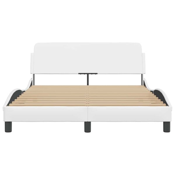 vidaXL Estructura de cama Dover cuero sint&eacute;tico blanco 140x190cm