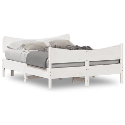 vidaXL Estructura de cama con cabecero madera pino blanco 140x190 cm
