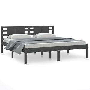 vidaXL Estructura de cama de madera maciza de pino gris 200x200 cm