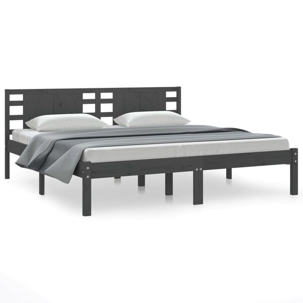 vidaXL Estructura de cama de madera maciza de pino gris 200x200 cm