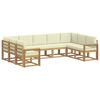 vidaXL Conjunto de sof&aacute;s de exterior 9 uds. Blanco y Crema