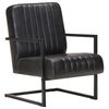 vidaXL Sill&oacute;n voladizo de cuero aut&eacute;ntico negro