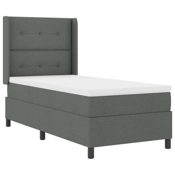 vidaXL Cama tipo Box Spring con colch&oacute;n Gris oscuro 190 x 90 cm tela