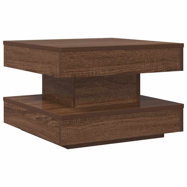 vidaXL Mesa de centro giratoria 360 grados roble marr&oacute;n 50x50x34,5 cm