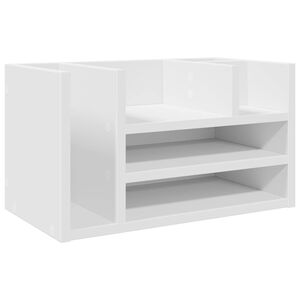 vidaXL Organizador escritorio madera ingenier&iacute;a blanco 44,5x24x25 cm