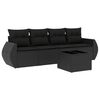 vidaXL Set de muebles de jard&iacute;n 5 pzas y cojines rat&aacute;n sint&eacute;tico negro