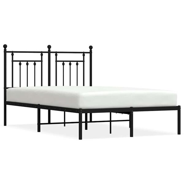 vidaXL Estructura cama sin colchón con cabecero metal negro 135x190 cm